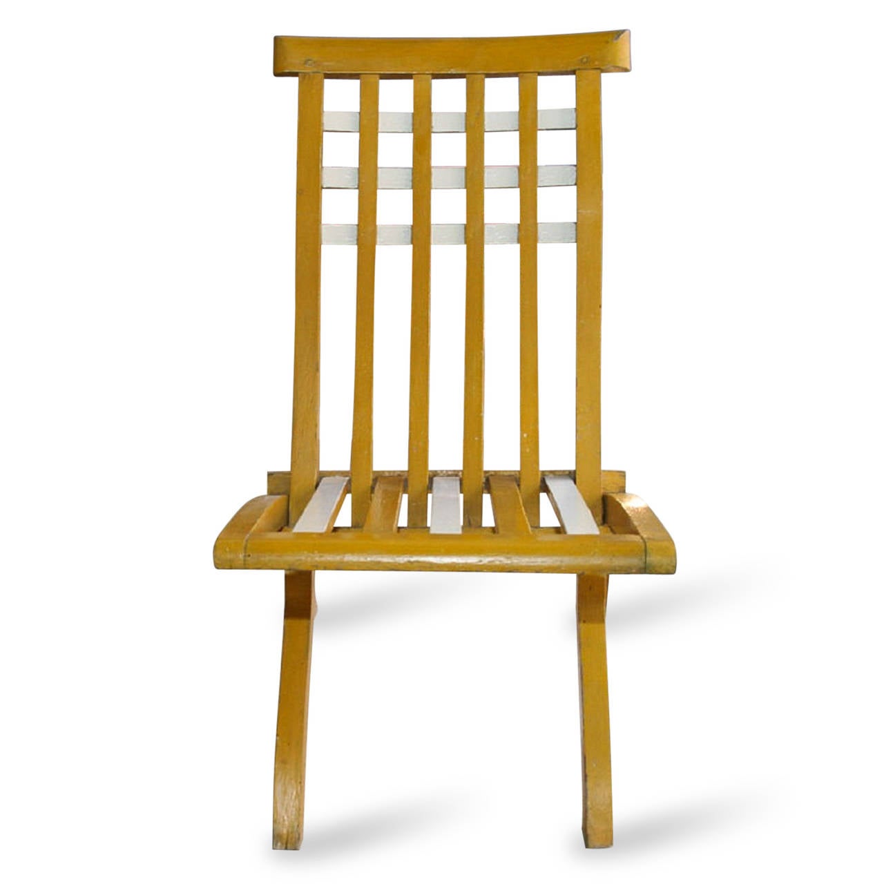 Set of painted wooden folding chairs by Robert Mallet-Stevens, French 1920s. Three available (red, yellow or green) and sold singly. 29