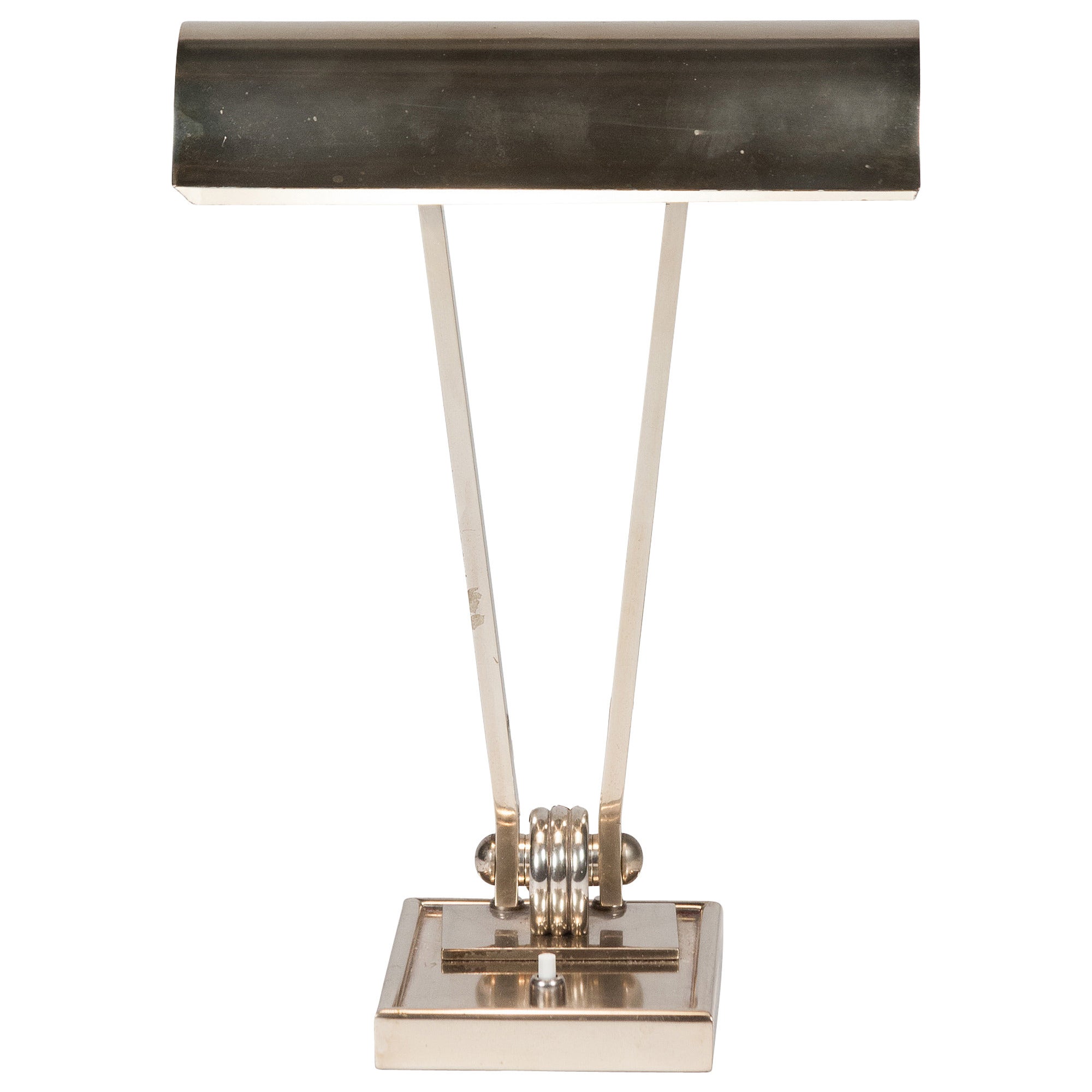 Pivoting Nickel Desk Lamp, French, 1930s