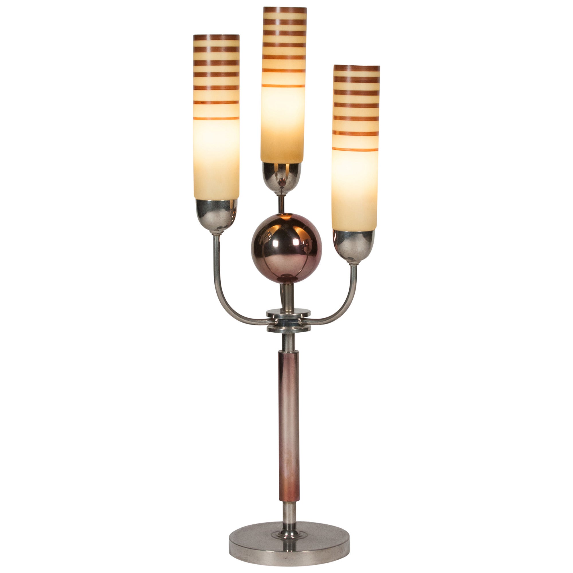 Single Copper and Chrome Lamp by Fritz Breuhaus, German, 1930 For Sale