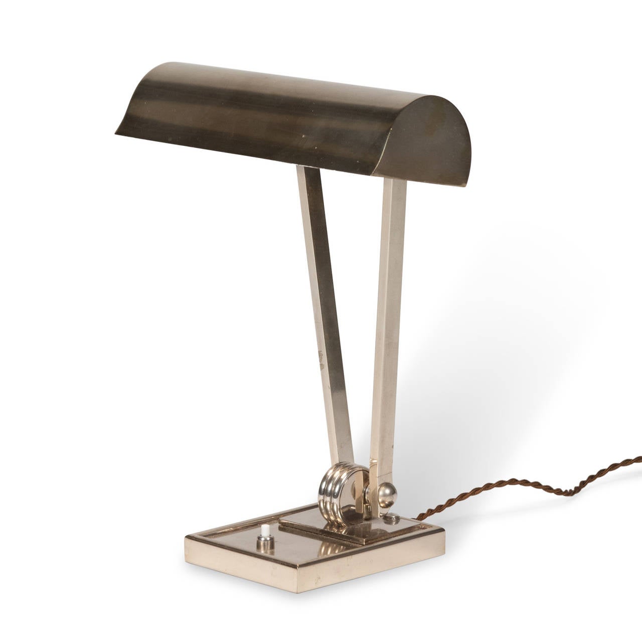 Mid-20th Century Pivoting Nickel Desk Lamp, French, 1930s