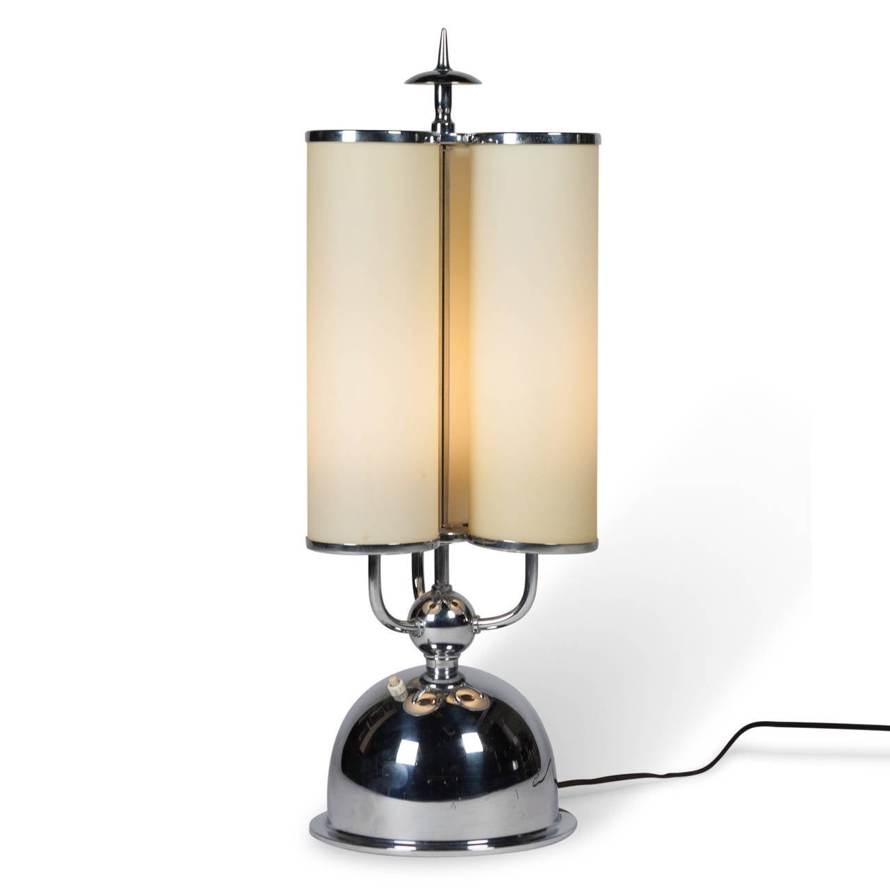 Glass Tube and Chrome Table Lamp by Fritz Breuhaus, German, circa 1930 In Excellent Condition For Sale In Hoboken, NJ