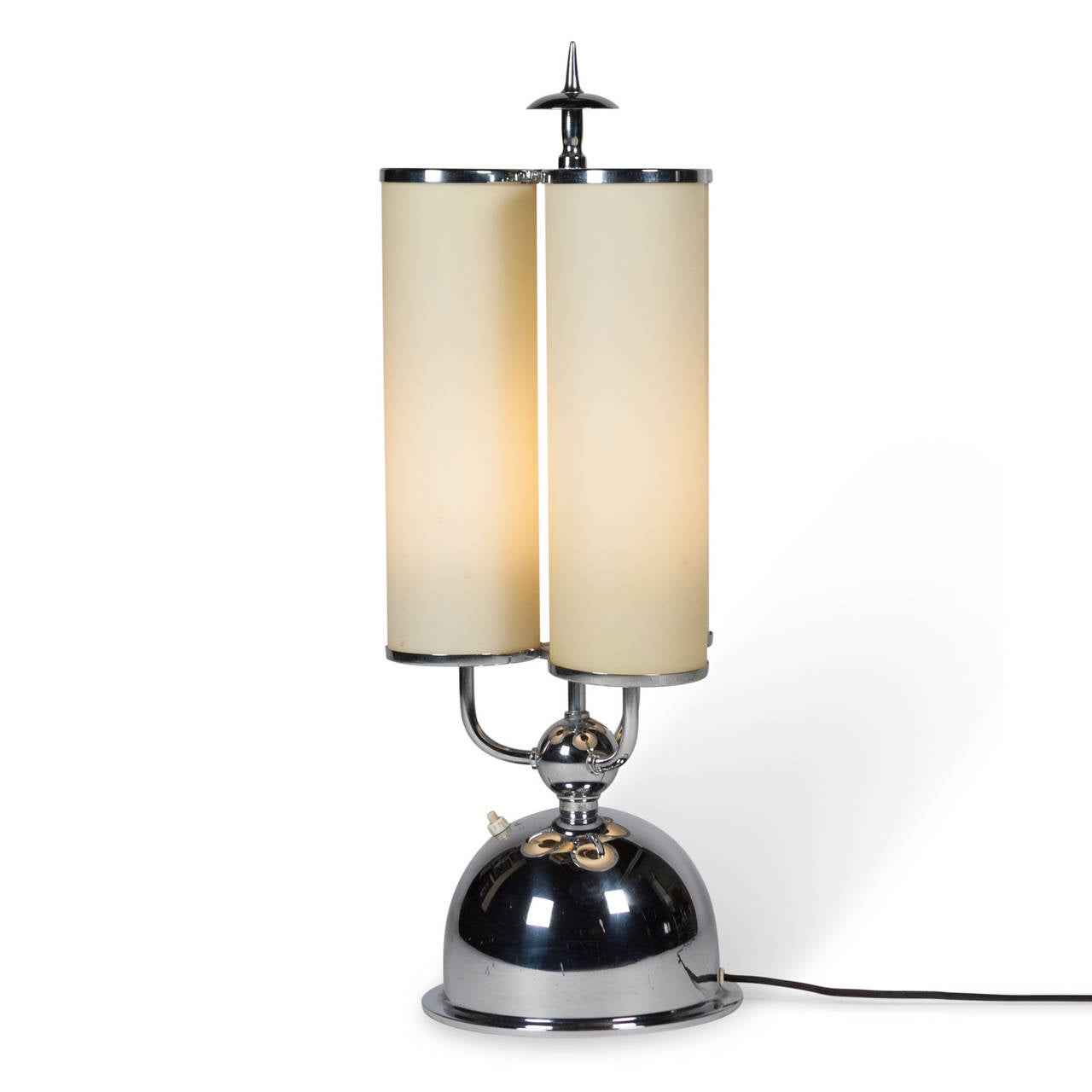 Mid-20th Century Glass Tube and Chrome Table Lamp by Fritz Breuhaus, German, circa 1930 For Sale
