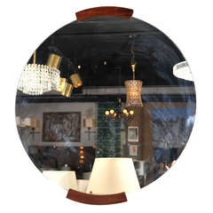 Circular Wall Mirror with Pallisandre Accents, French 1930s