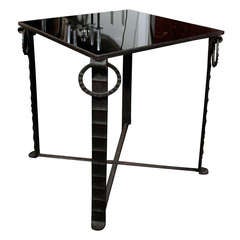 Antique Wrought Iron End Table by Jules Bouy, French late 1920s
