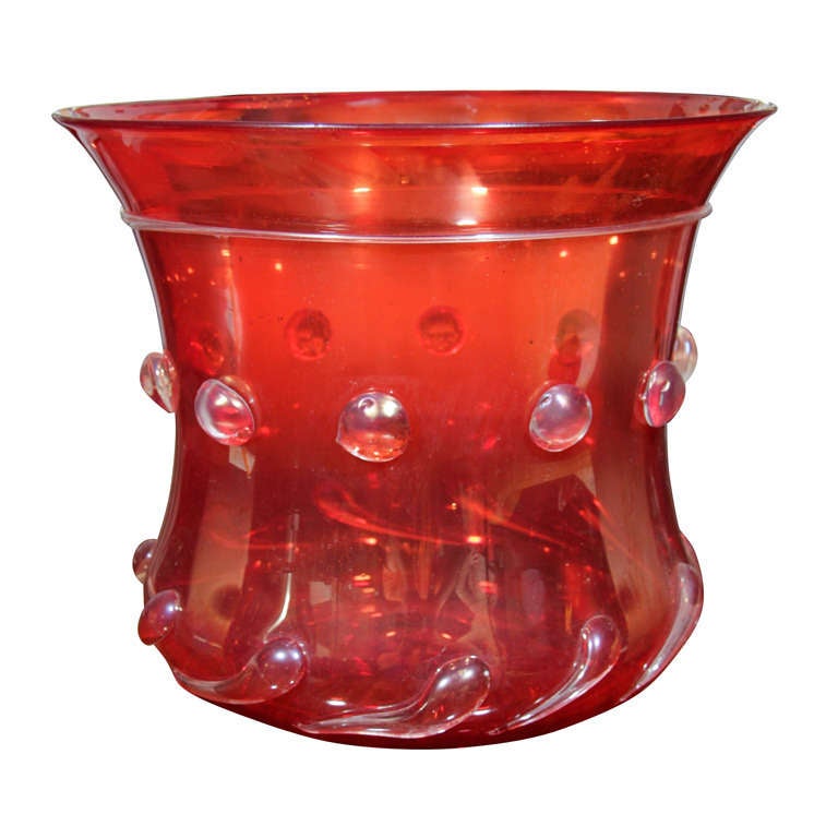 Large Red Glass Bowl by Ercole Barovier, Italian 1950s at 1stdibs