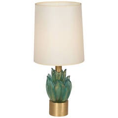 Turquoise Murano Glass Table Lamp, Italian, 1940s Turquoise Murano Glass Table Lamp, Italian, 1940s