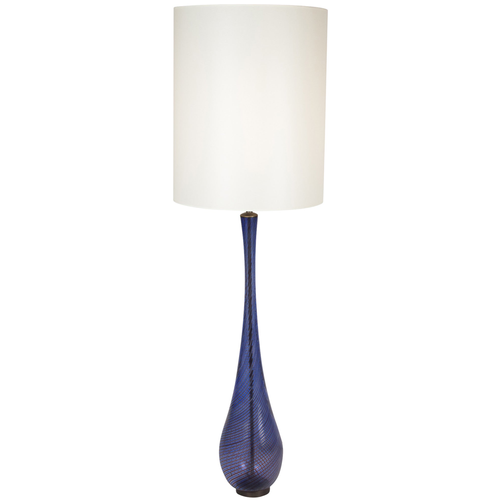 Tall Dark Blue Filigrana Glass Table Lamp by Venini, Italian, 1940s For Sale