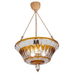 Crystal Chandelier with Twisted Cord Suspension, French, 1930s