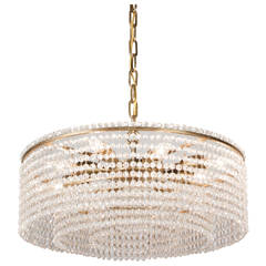 Faceted Crystal Bead Tiered Chandelier, Austrian, 1950s