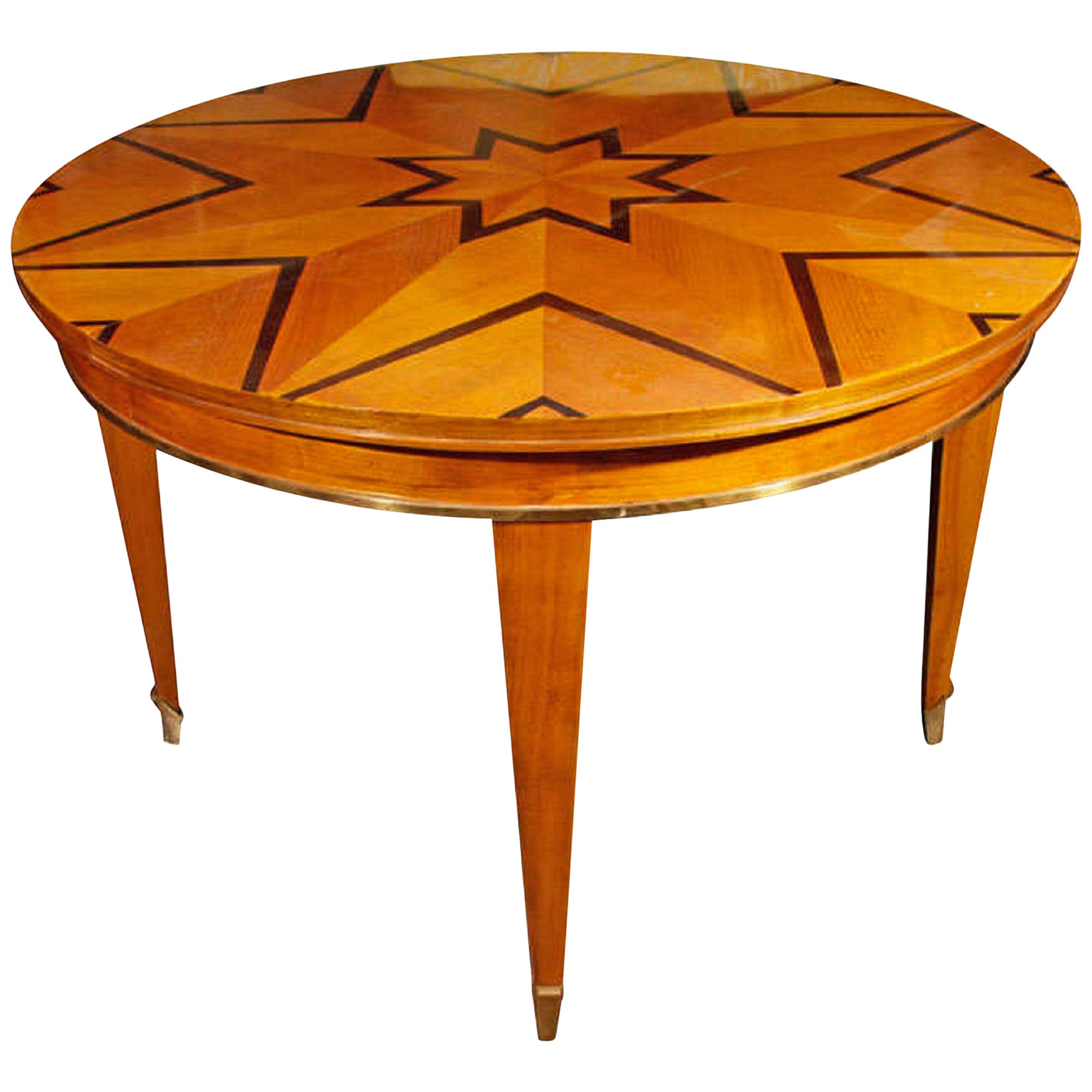 Center Table with Inlaid Starburst Pattern by Dominique, French, 1930s