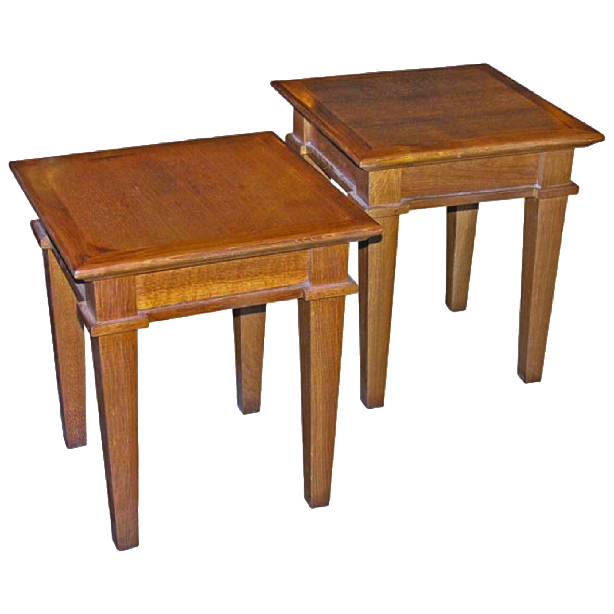 Oak End Tables by Andre Arbus, French 1940s