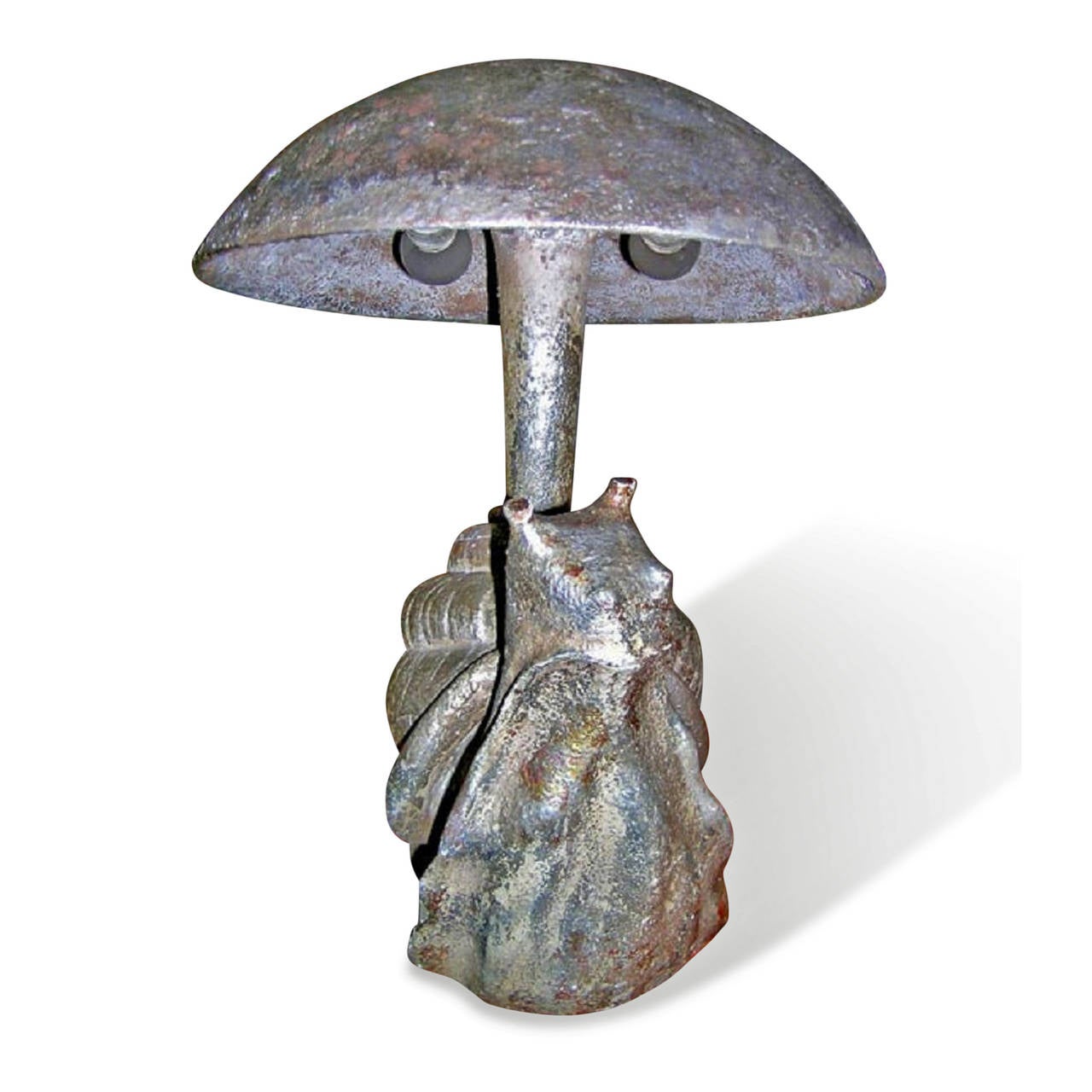 Plaster composition silvered snail form lamp, by James Mont, American late 1940s, height 22.5, width 10