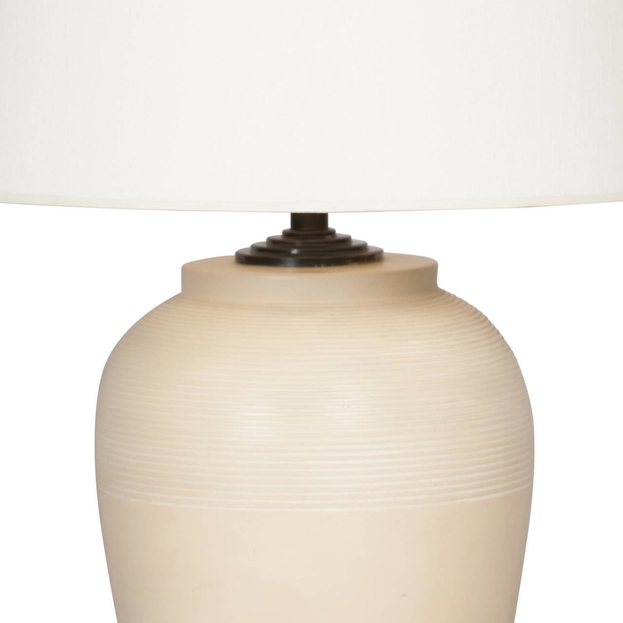 Mid-20th Century Glazed Plaster Table Lamp by Jacques Adnet, French, 1930s For Sale