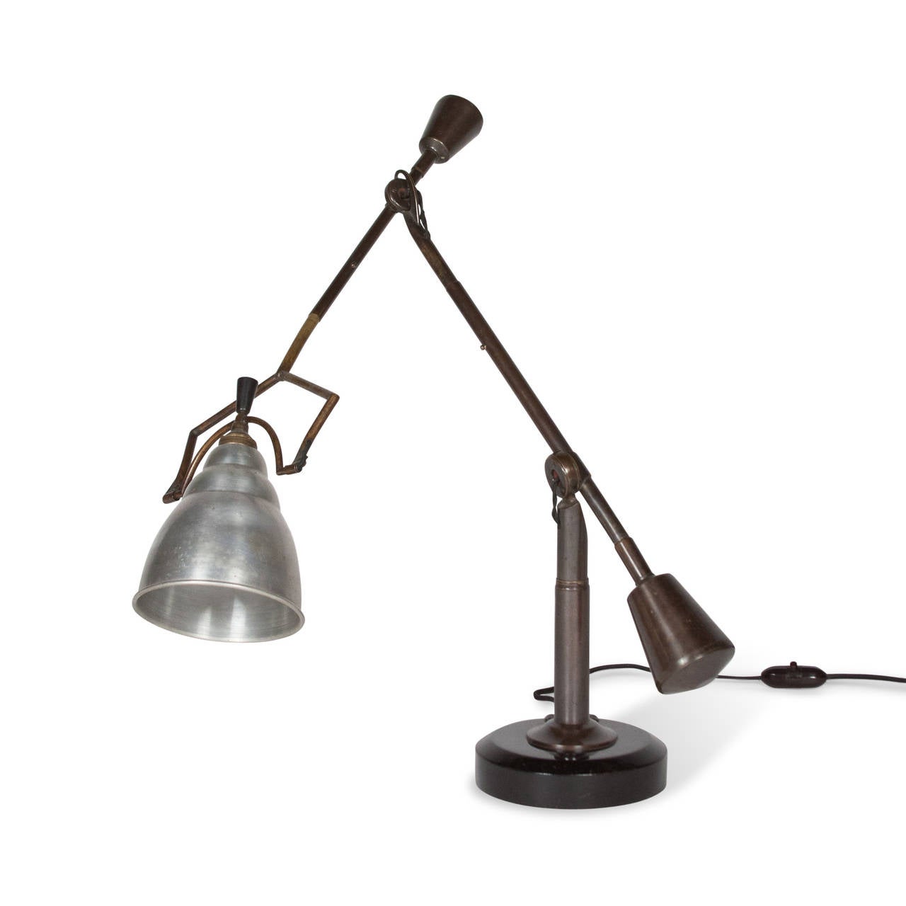 Aluminum and nickel articulated counterweight table or desk lamp, circular bakelite base, by Edouard Wilfred Buquet, French 1928. 20”h, 6”d base.

WINTER SALE - 40% OFF - One Week Only !!

(Price shown is reduced price, no further trade