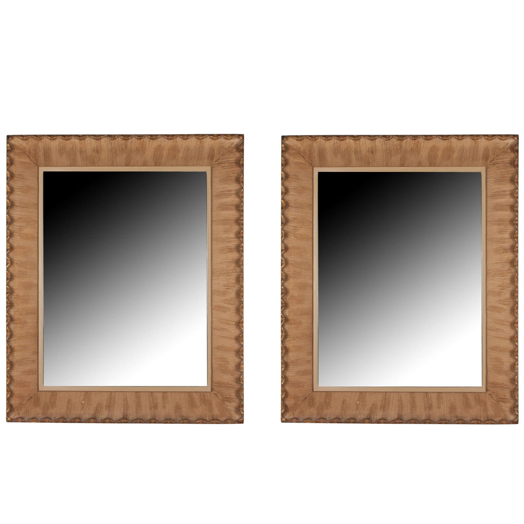 Pair of Mirrors in Gilt-Decorated Frames, French, 1940s For Sale