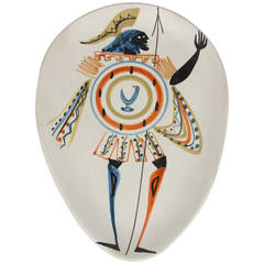 Large Hand-Painted Ceramic Raised Dish by Roger Capron, French 1950s