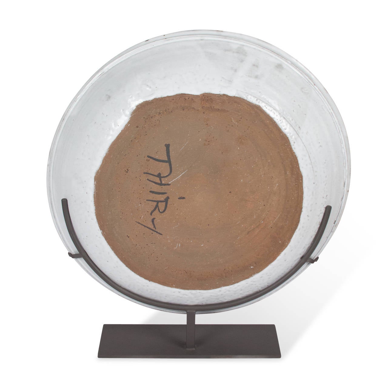 Mid-20th Century Large Glazed Stoneware Ceramic Charger by Albert Thiry, French, circa 1950 For Sale