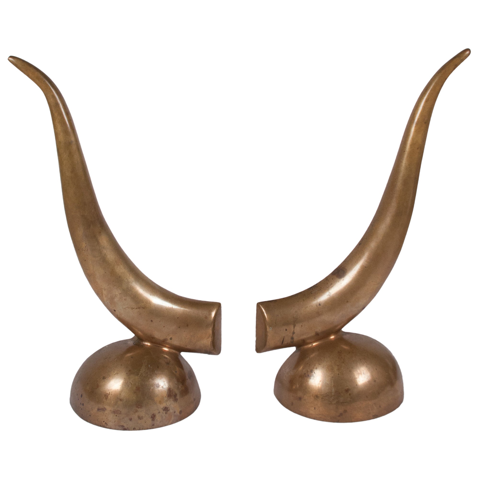 Pair of Solid Bronze Chenets, French, 1940s For Sale