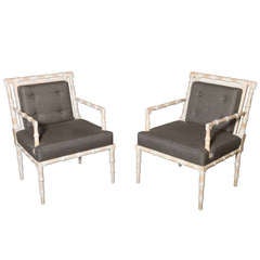 Bleached faux bamboo armchairs in the style of Billy Haines