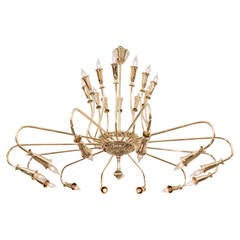 Large Brass 24-Arm Chandelier