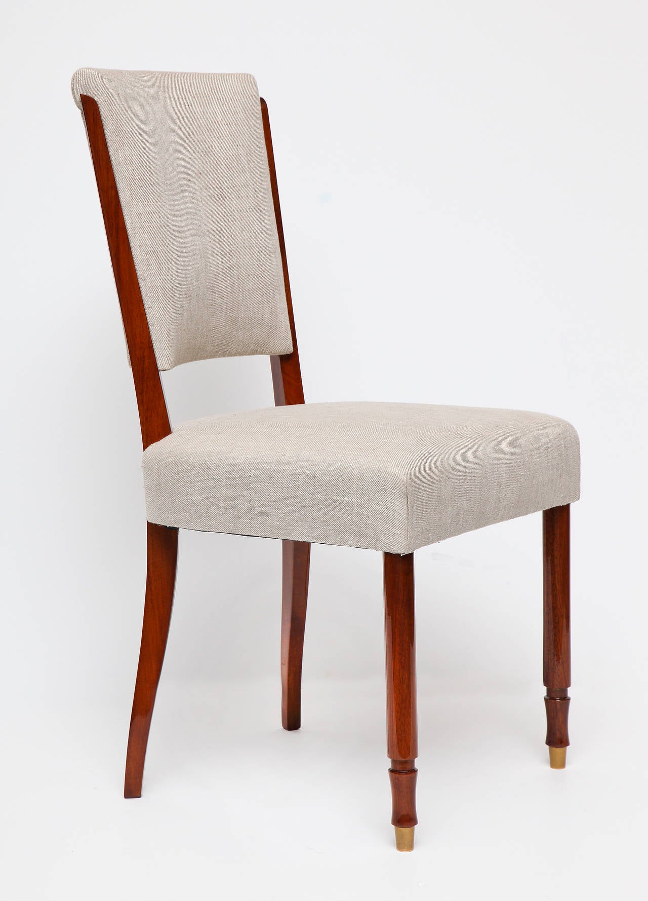 French Jules Leleu, Set of Six Dining Chairs, France, C. 1957