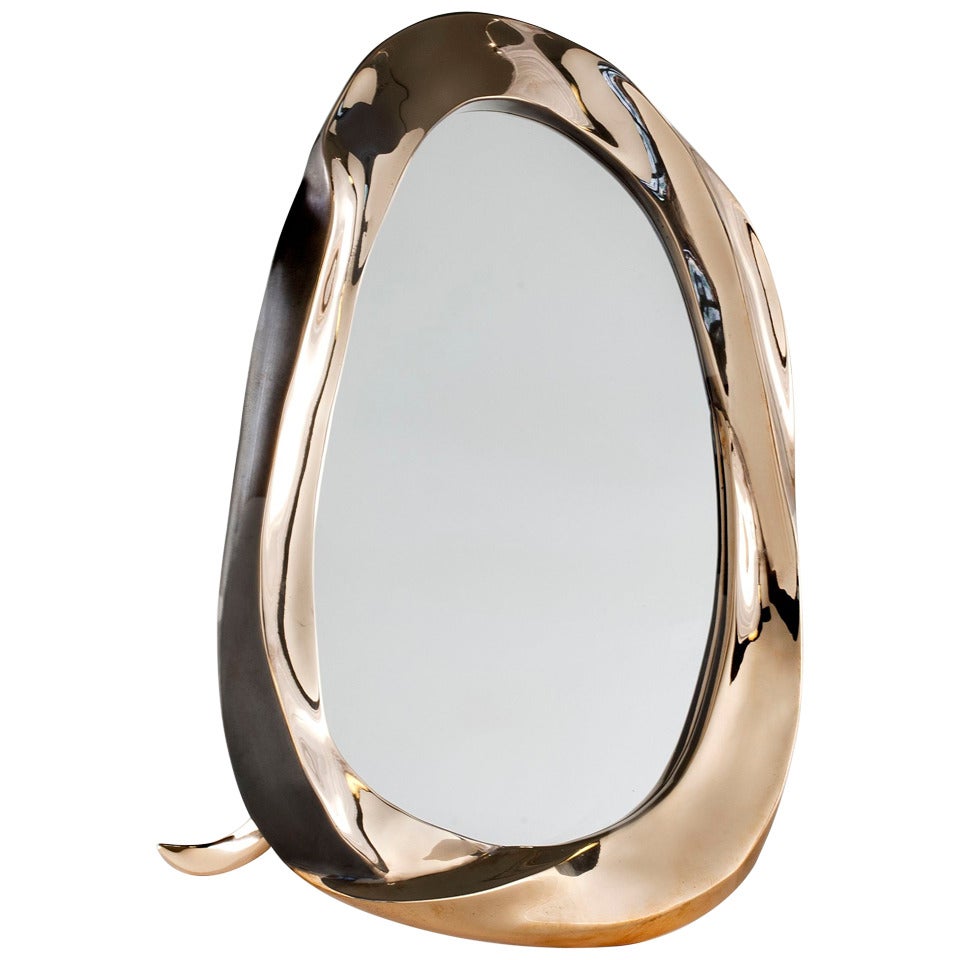 Aldus, "Angel, " Gilt Bronze Table Mirror, Italy, 2013