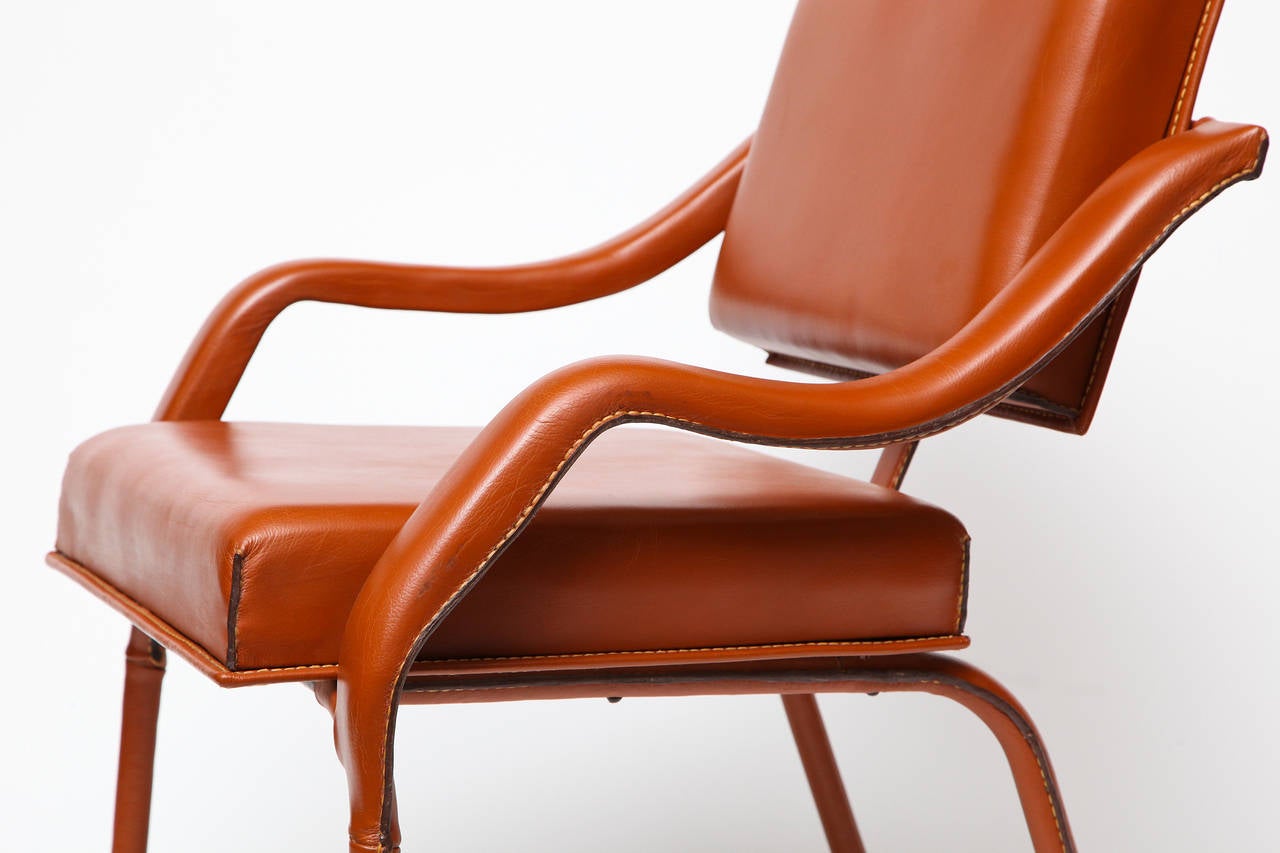 Jacques Quinet, Leather Armchair, France, circa 1960 In Good Condition In New York, NY