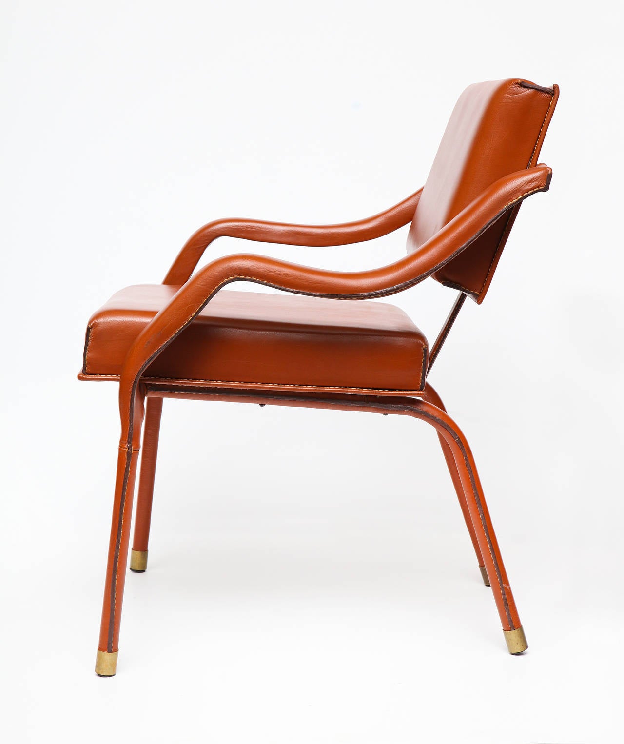 20th Century Jacques Quinet, Leather Armchair, France, circa 1960