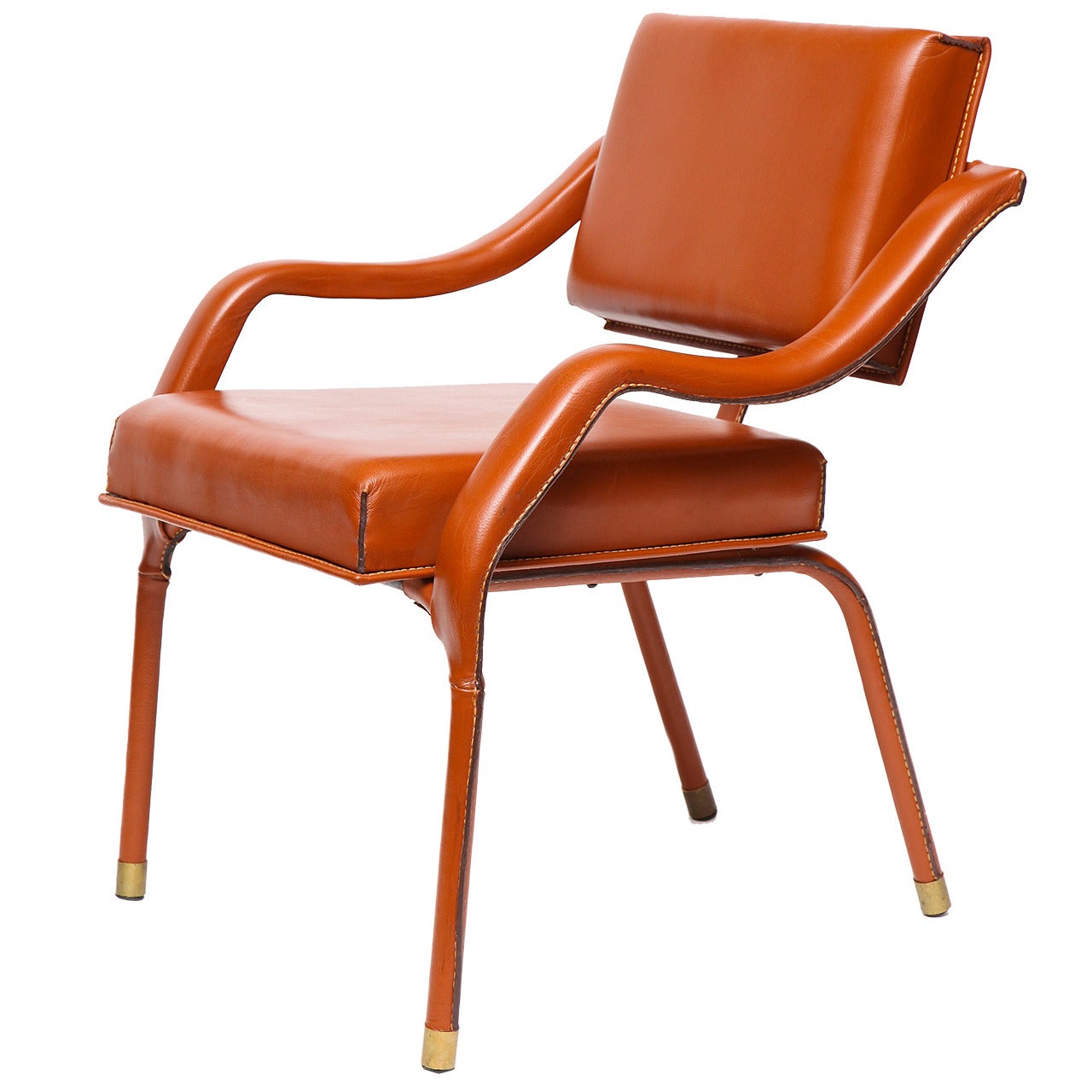 Jacques Quinet, Leather Armchair, France, circa 1960