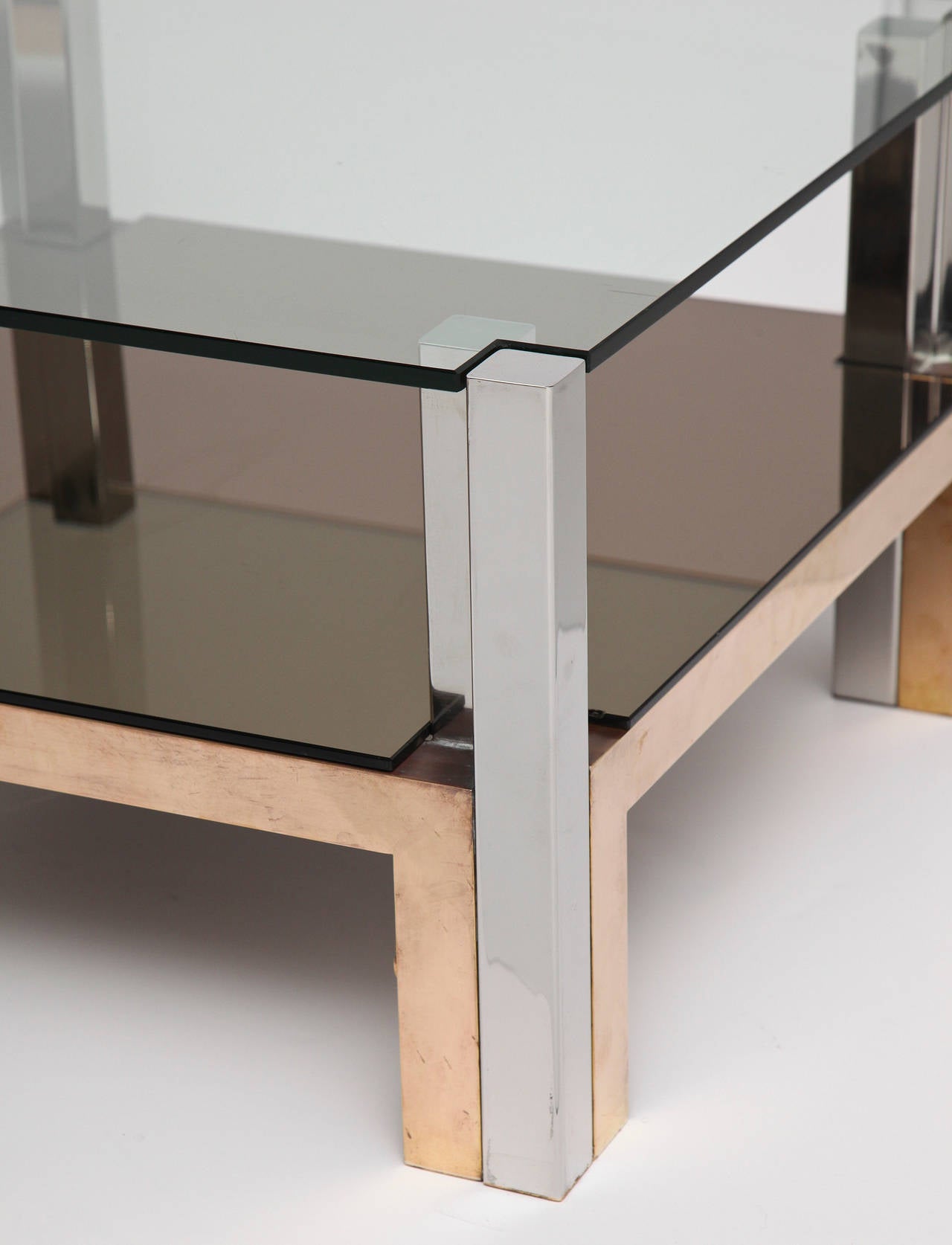 Italian Pair of Chrome and Glass Coffee Tables by Nucci Valsecchi