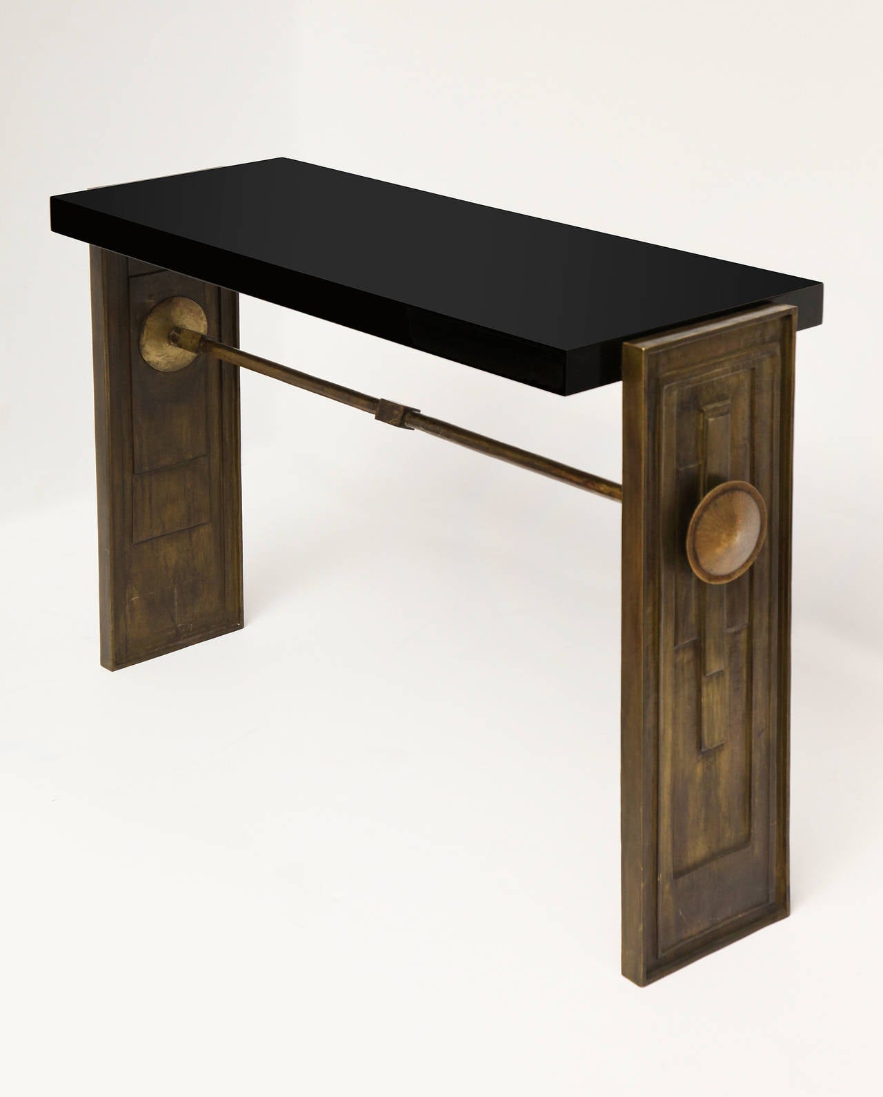 Mid-20th Century Bronze and Lacquer Console