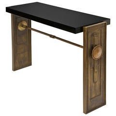 Antique Mid-20th Century Bronze and Lacquer Console
