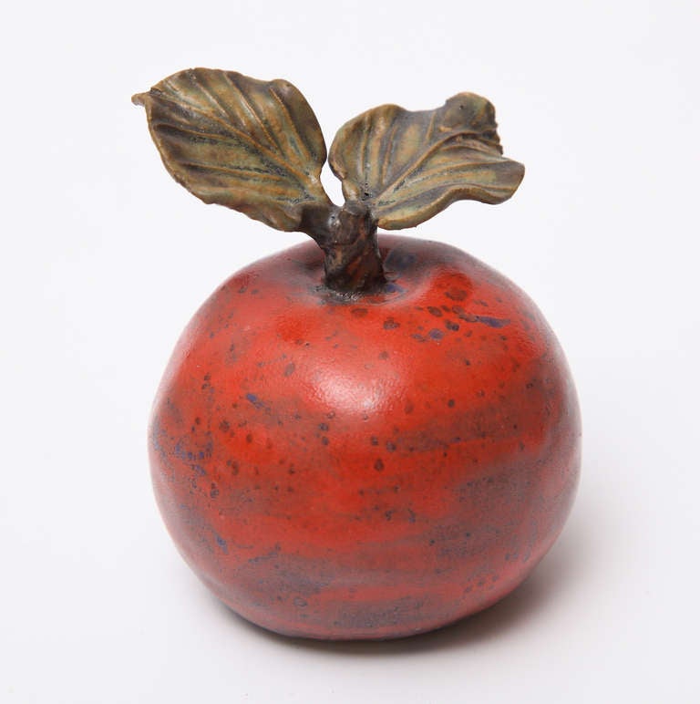 A glazed porcelain apple by Matthew Solomon, unique piece