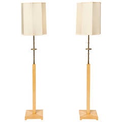 Pair of Maple Floor Lamps by Tommi Parzinger