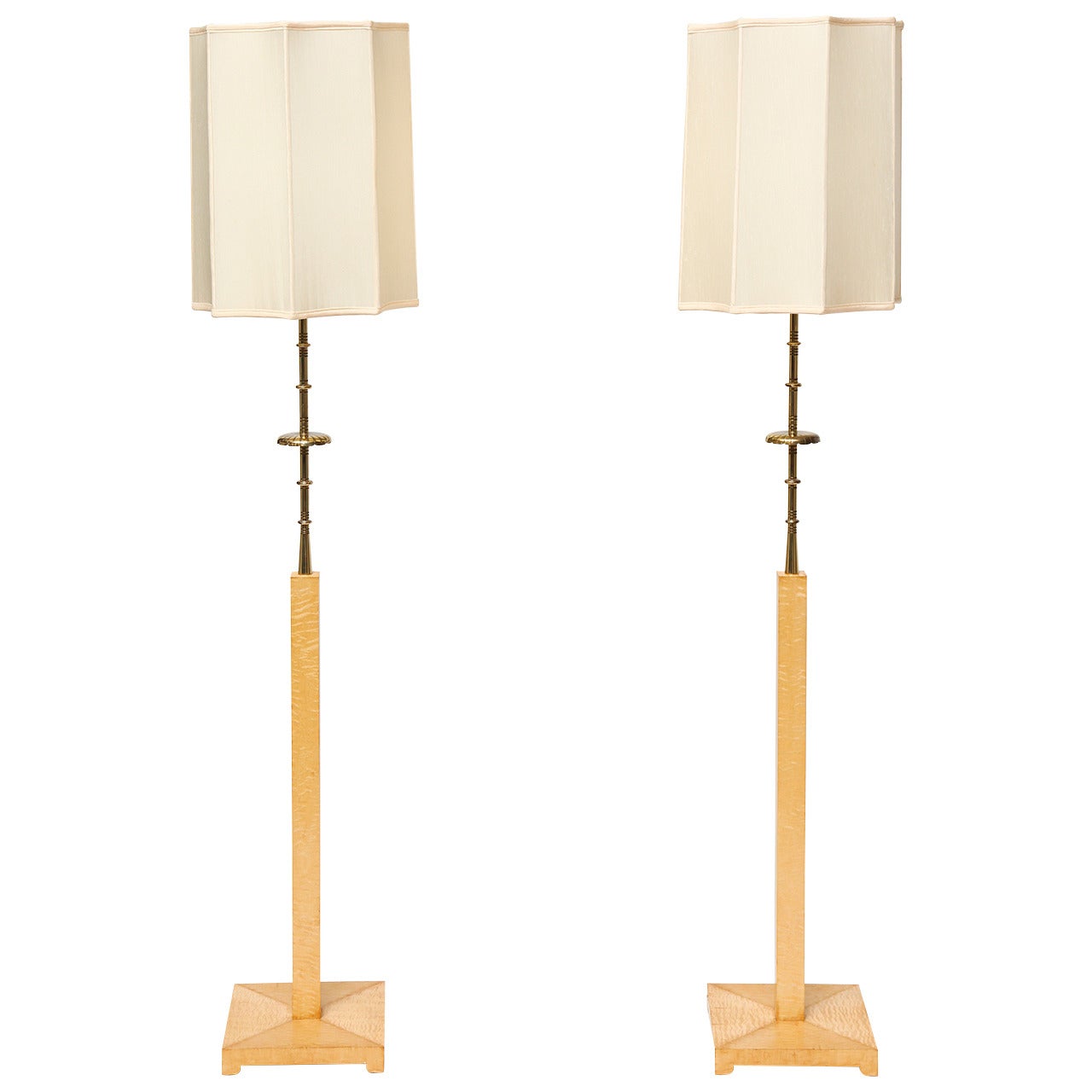 Pair of Maple Floor Lamps by Tommi Parzinger