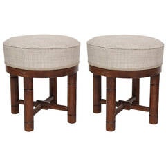 Pair of Oak Stools in the Manner of Charles Dudouyt