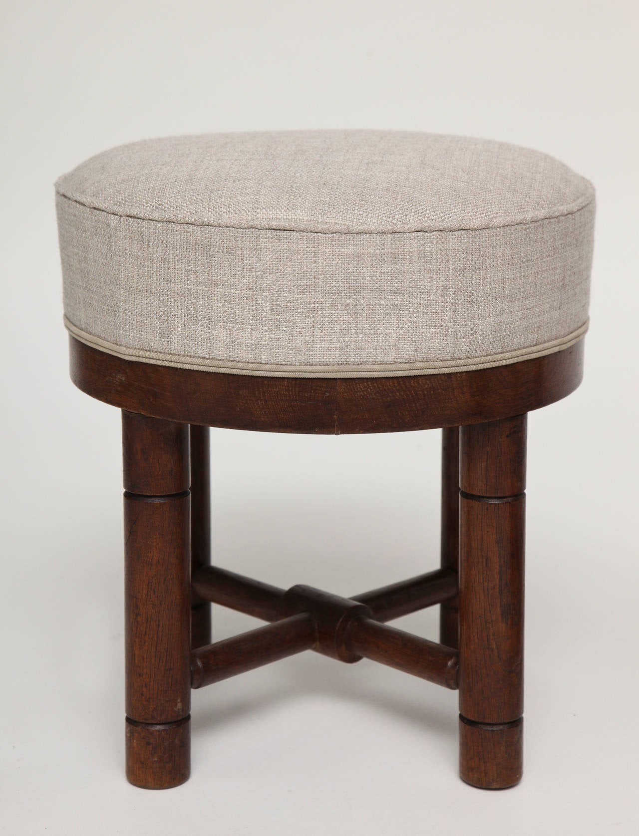 Pair of oak stools in the manner of Charles Dudouyt