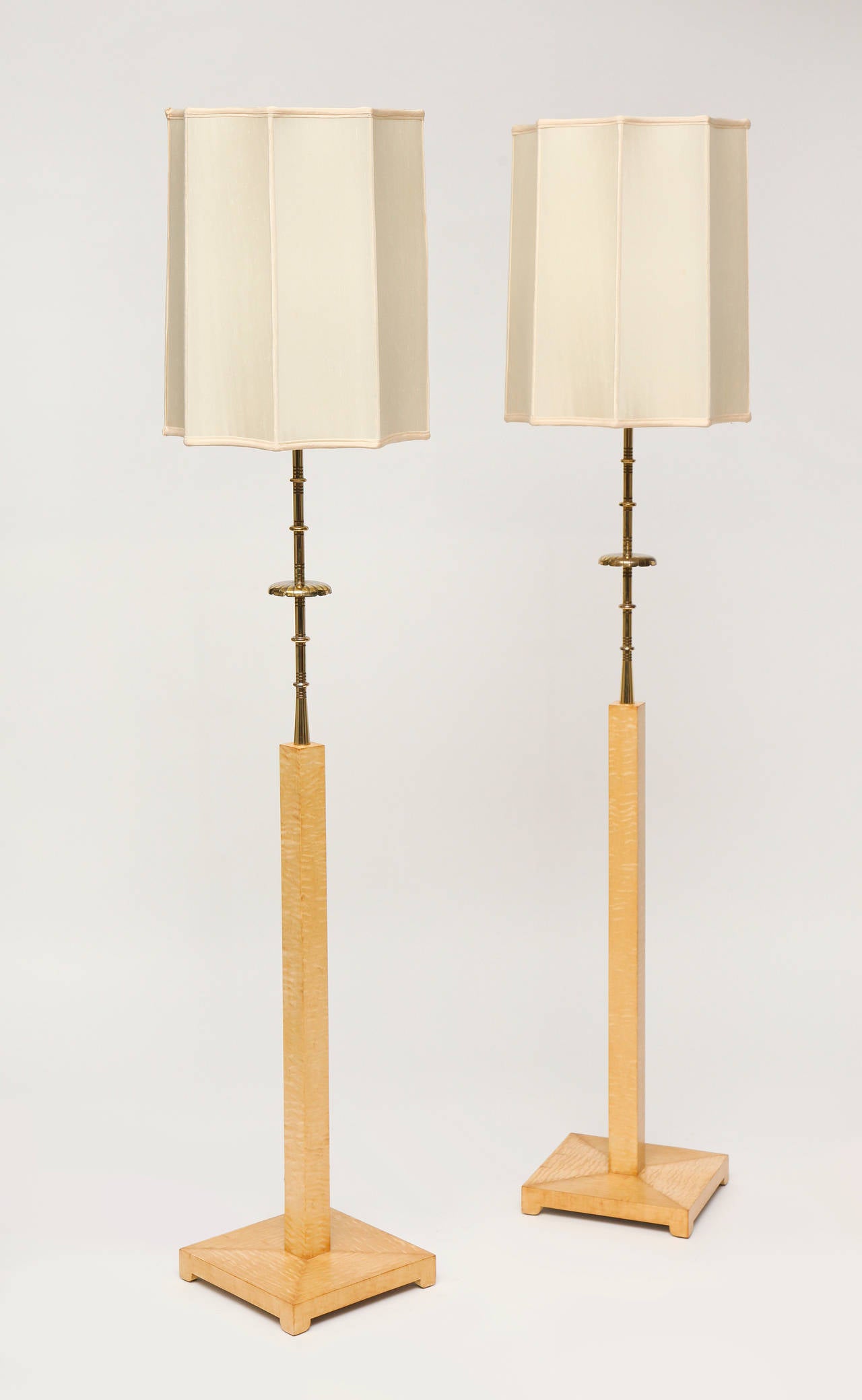 American Pair of Maple Floor Lamps by Tommi Parzinger