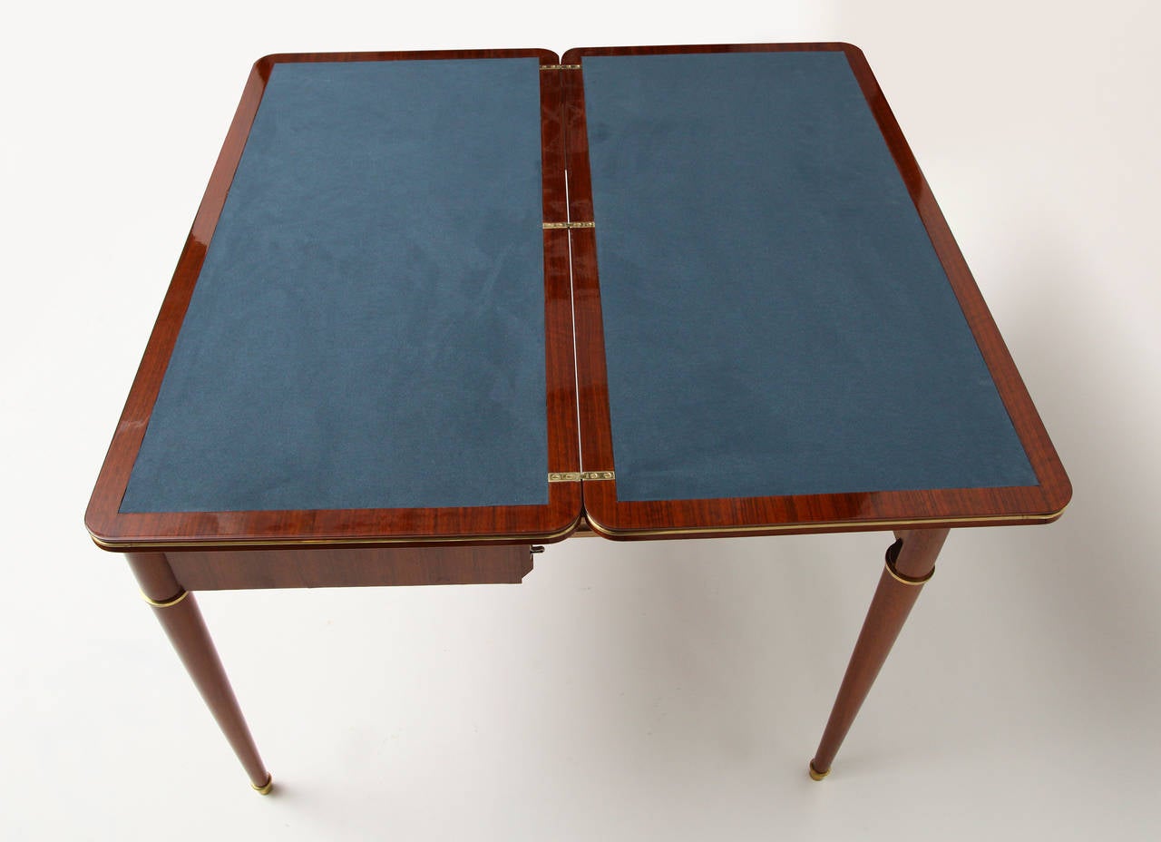 Walnut Writing Table or Extendable Game Table by Maison Leleu In Good Condition In New York, NY
