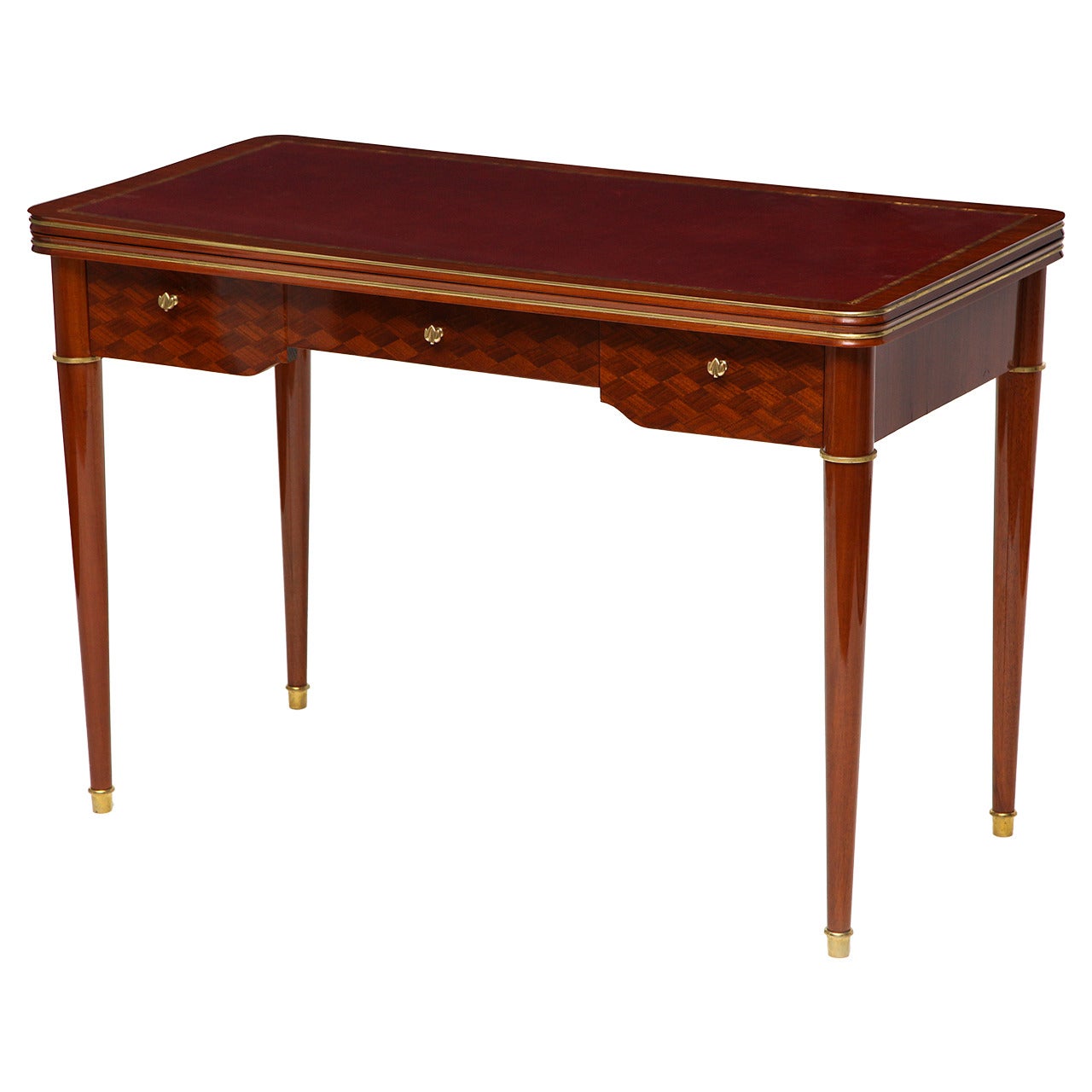 Walnut Writing Table or Extendable Game Table by Maison Leleu
