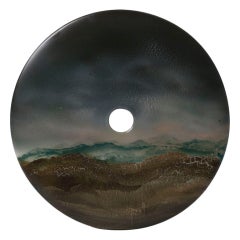 "Grand Disque Bi" Glazed Porcelain Wall Mounted Disc by Jean Girel
