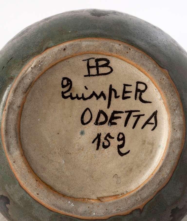 Français HB Quimper Odetta:: vase en céramique Art déco:: France:: c. 1925
