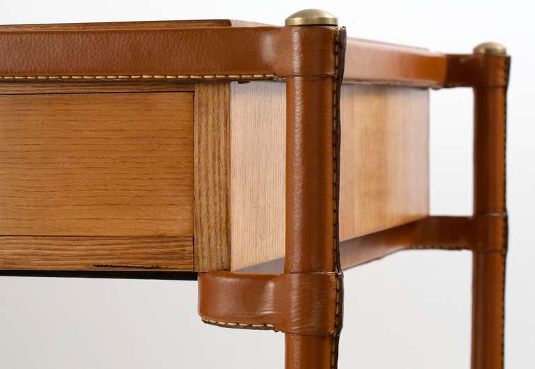Fine Oak and Leather Desk by Jacques Adnet In Good Condition In New York, NY