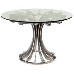 1970's Aluminum and Glass Modèle Floreal Center Table by Hugues Poignant