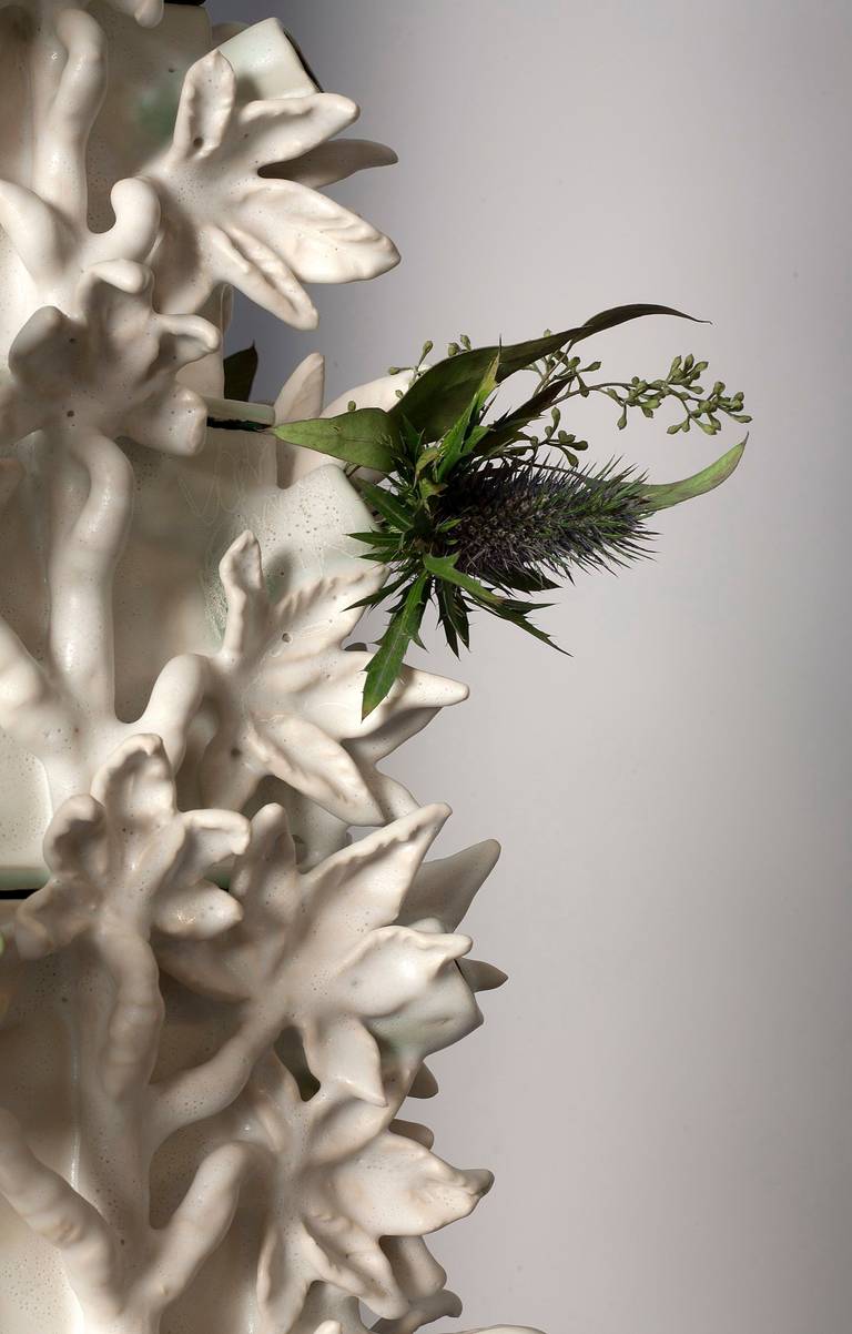 American Unique Glazed Porcelain Tulipiere by Matthew Solomon