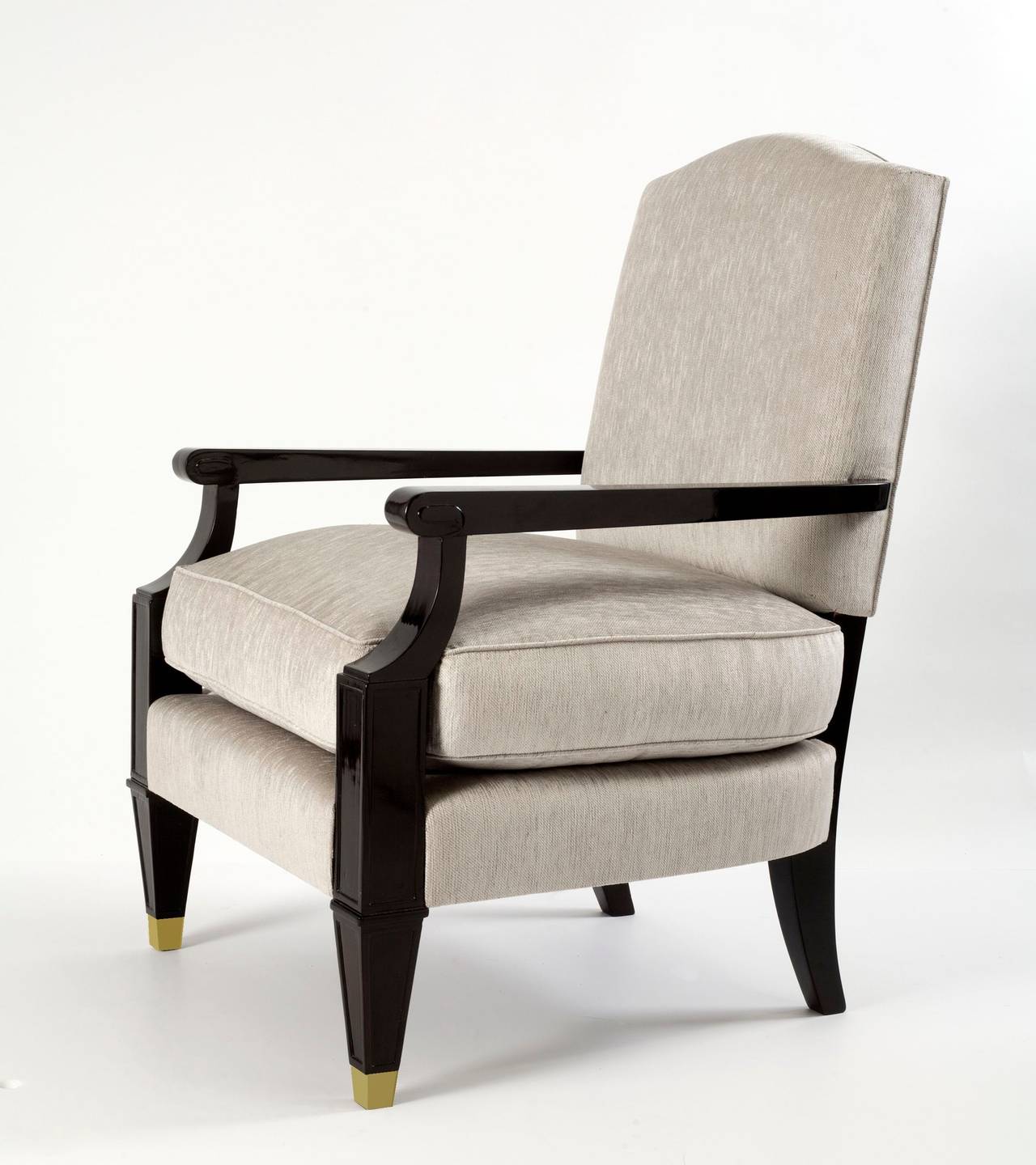 Jean Pascaud, Two ebonized wood armchairs, France, c. 1949