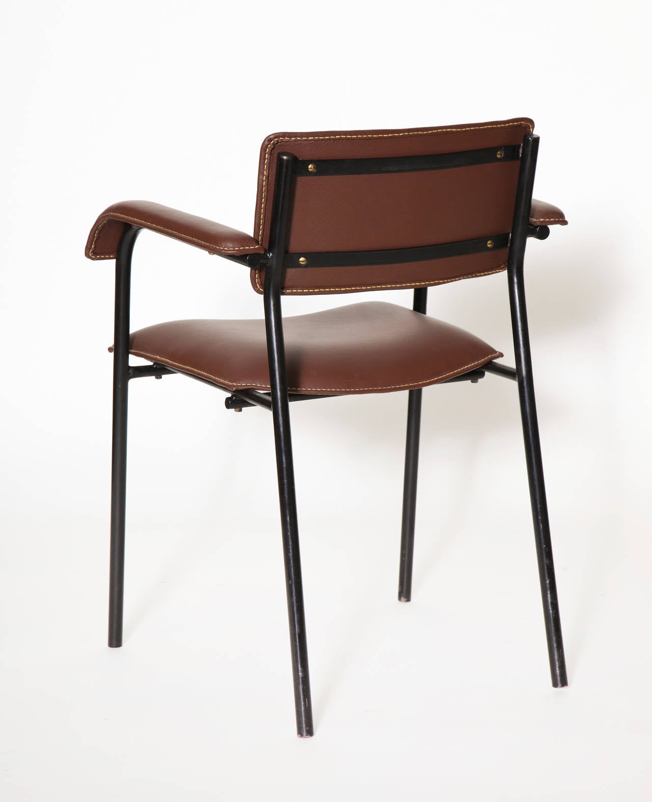 Metal Jacques Quinet, Set of Six Dining Armchairs, France, C. 1960