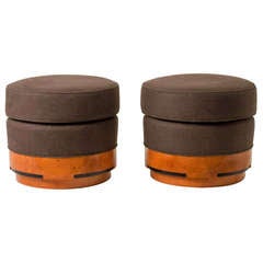Pair of Mahogany Art Deco Stools by Jules Cayette
