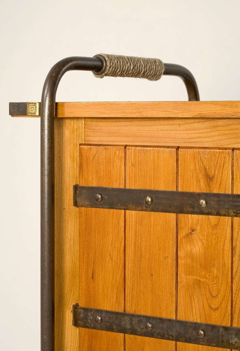 Rare Two Door Oak Cabinet by Jacques Adnet In Good Condition In New York, NY