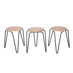 Rare and Early Set of Three Birch Stacking Stools by Florence Knoll